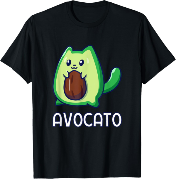 Avogato Avocado Cat Vegan T-Shirt - Image 2